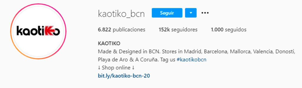 Hashtags en la biografía de Instagram