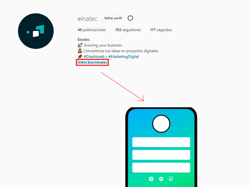 Enlace personalizado en la biografia de Instagram